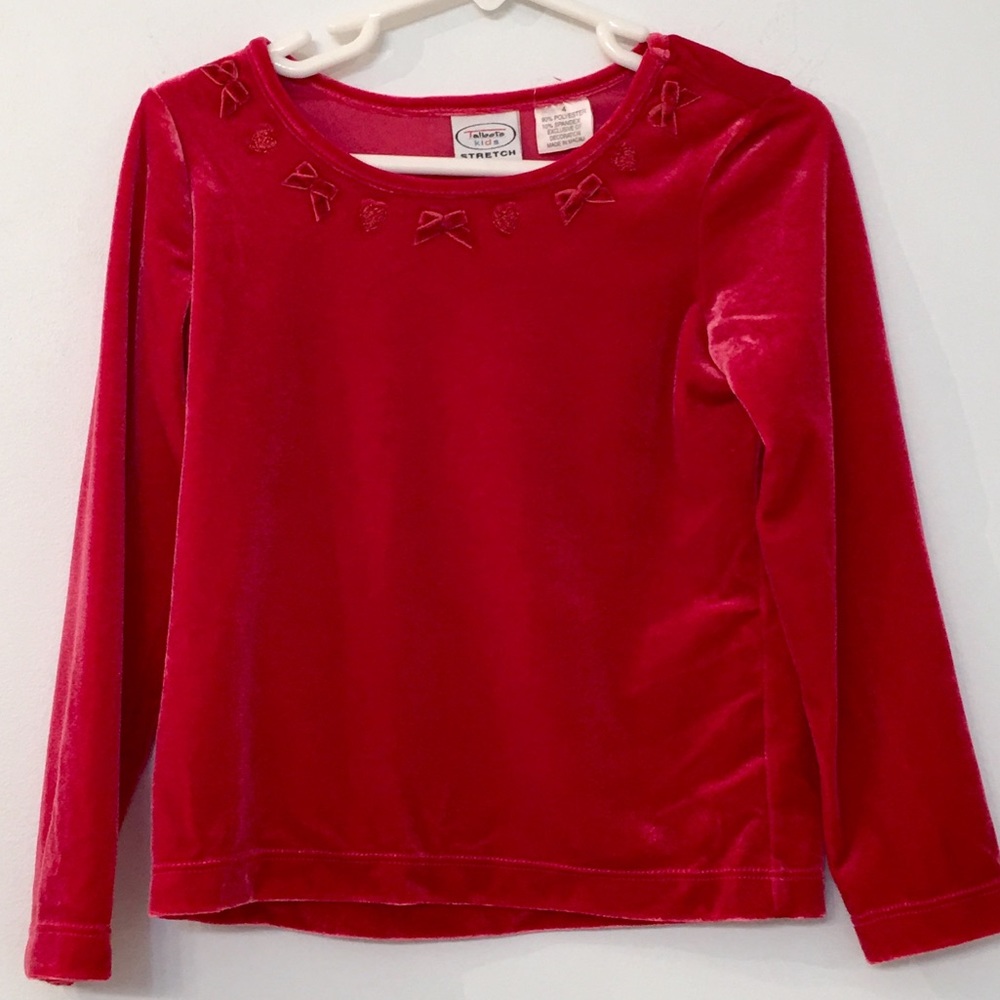 Talbots Kids Holiday Shirt Hearts & Bow Accents